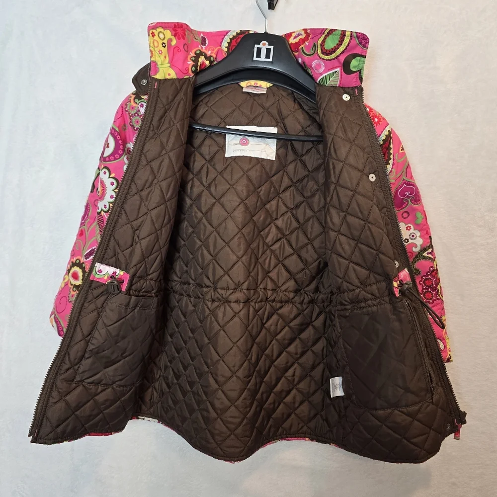 Hanna Andersson Floral Quilted Puffer Winter Jacket w/ features 8 / 130 EUC